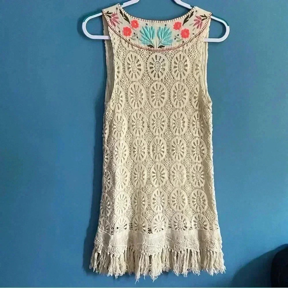 Anthropologie Embroidered Crochet Fringed Dress - Picture 8 of 8